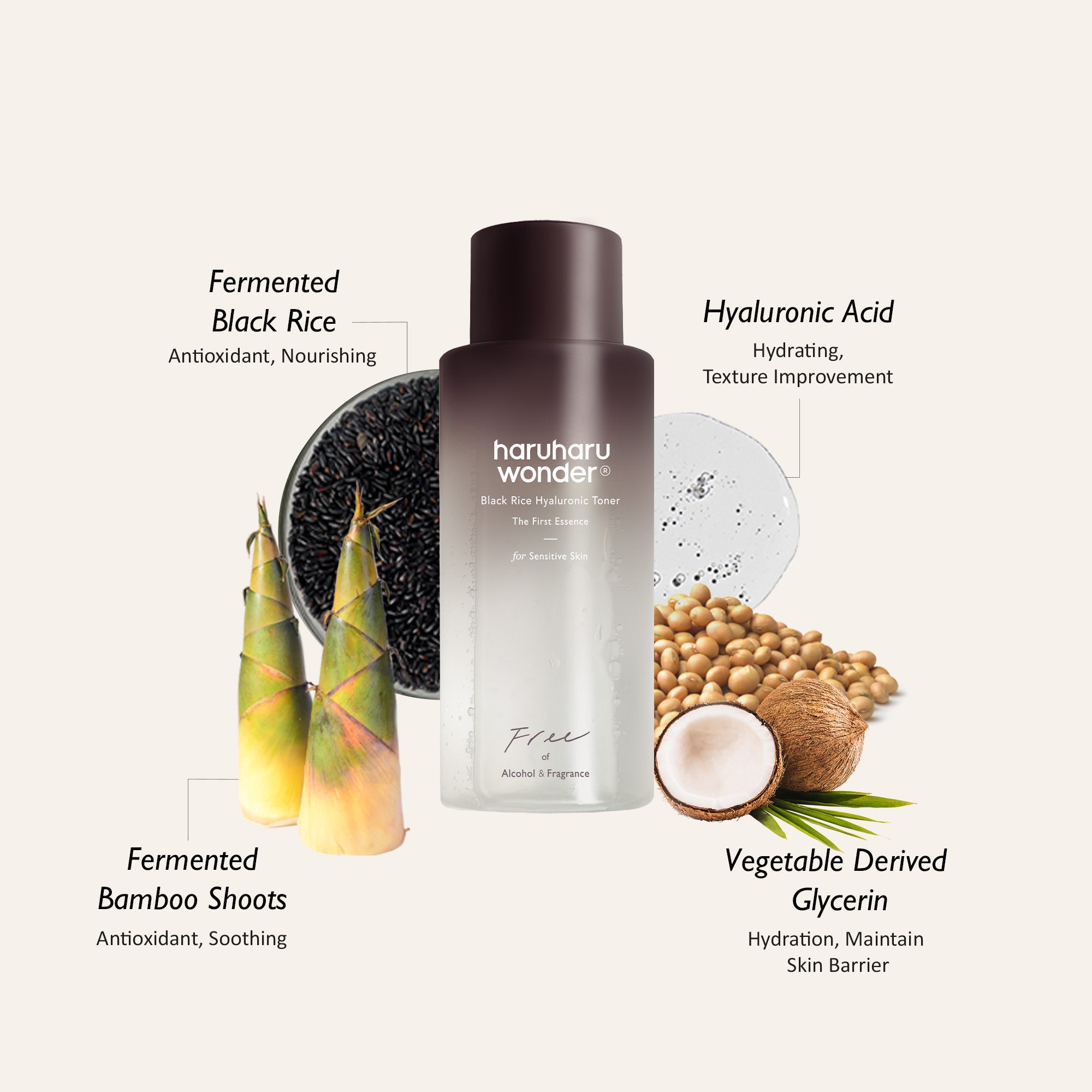 HARUHARU WONDER - BLACK RICE HYALURONIC TONER / FREE OF ALCOHOL & FRAGRANCE