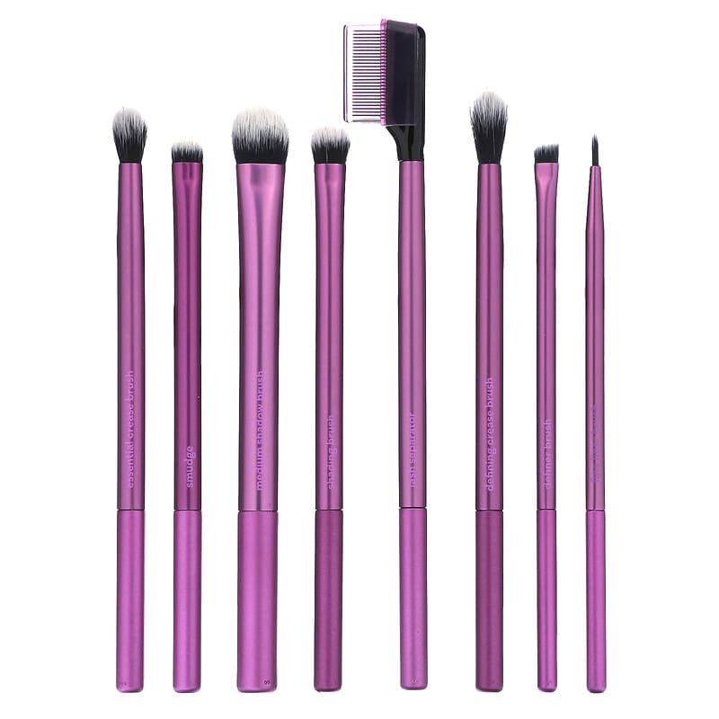 Real Techniques -  Everyday Eye Essentials, For Shadow + Eyeliner + Mascara, 8 Brushes