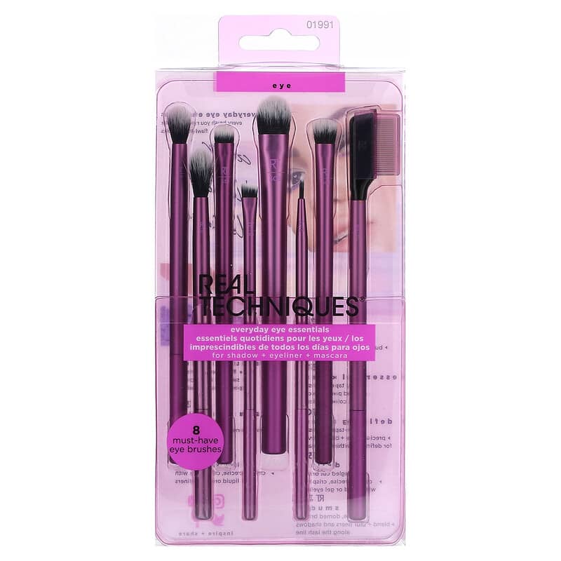 Real Techniques -  Everyday Eye Essentials, For Shadow + Eyeliner + Mascara, 8 Brushes