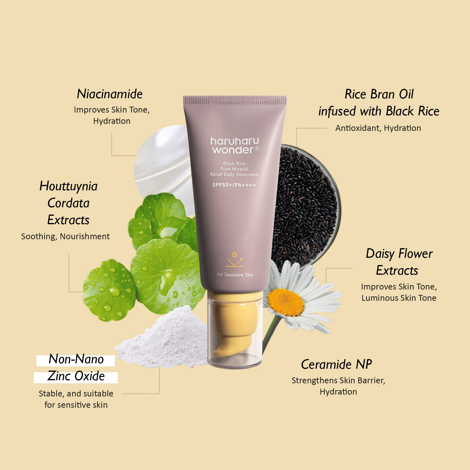 HARUHARU WONDER - BLACK RICE PURE MINERAL RELIEF DAILY SUNSCREEN SPF50+ PA++++