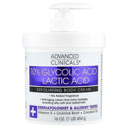 Advanced Clinicals, 10% Glycolic Acid, Lactic Acid, Exfoliating Body Cream