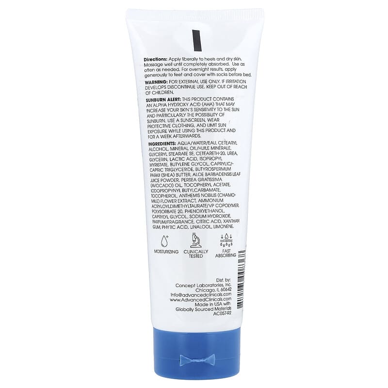 Advanced Clinicals, Cracked Heel, Rough Spot Cream, 8 fl oz (237 ml)