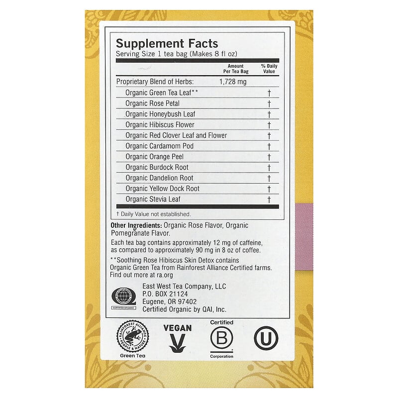 Yogi Tea, Skin DeTox, Soothing Rose Hibiscus, 16 Tea Bags