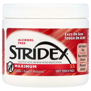 STRIDEX- Maximum, Alcohol Free, 55 Soft Touch Pads