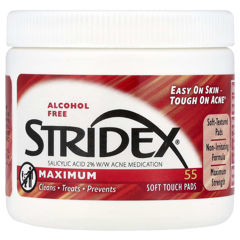STRIDEX- Maximum, Alcohol Free, 55 Soft Touch Pads